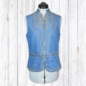 Vintage Shaver Lake Casuals Cottagecore Denim Embroidered Western Vest